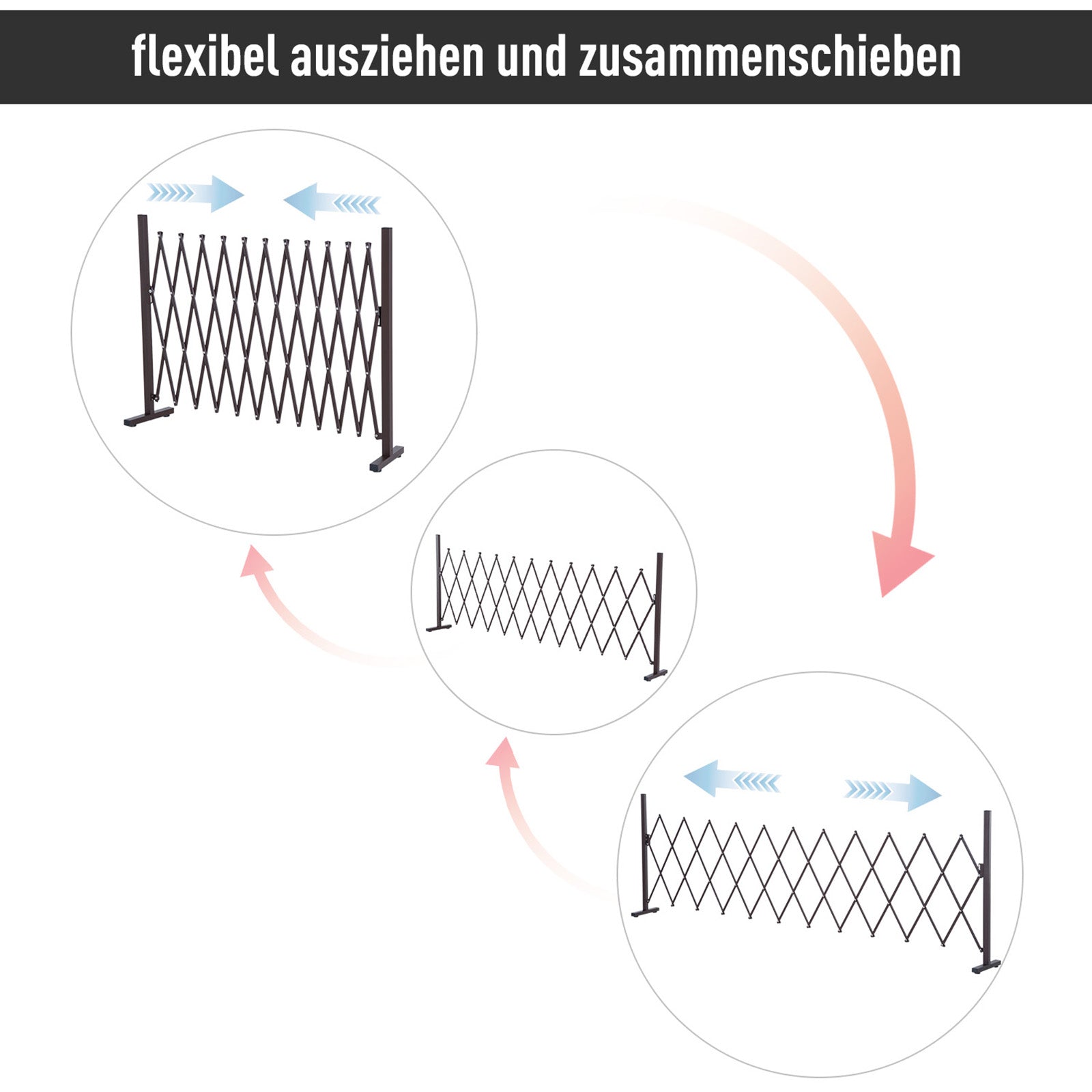 Scissor Gate Barrier Expandable 35-300cm Garden Aluminum Dark Brown H103.5cm