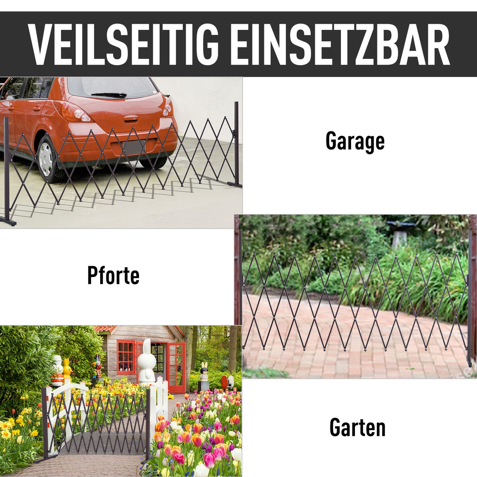 Scissor Gate Barrier Expandable 35-300cm Garden Aluminum Dark Brown H103.5cm