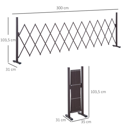 Scissor Gate Barrier Expandable 35-300cm Garden Aluminum Dark Brown H103.5cm