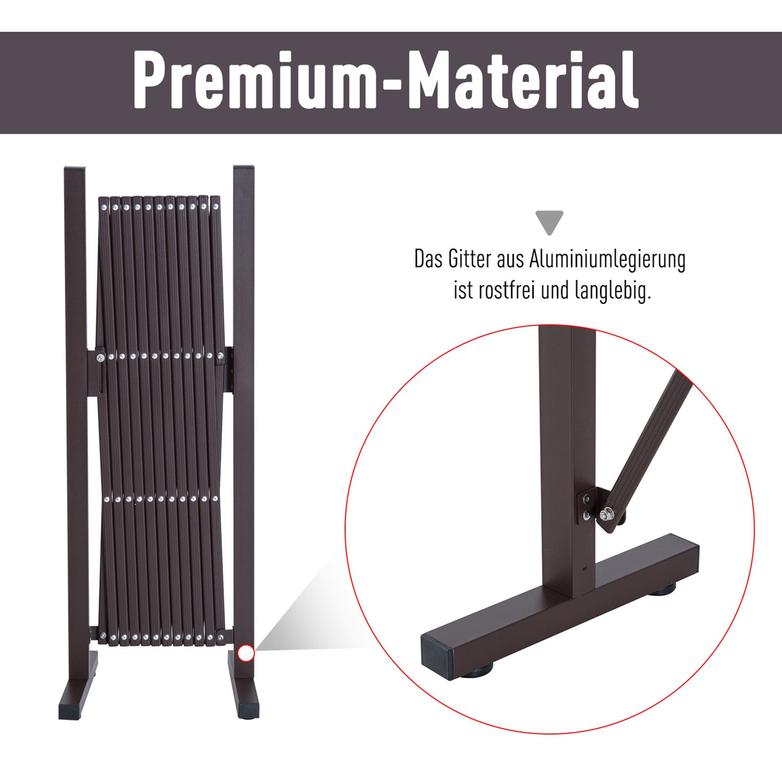 Scissor Gate Barrier Expandable 35-300cm Garden Aluminum Dark Brown H103.5cm