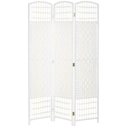 3-Panel Room Divider Screen 120x170 cm Folding Room Partition with Paper Rope and Wood Frame Decoration for Bedroom Living Room White