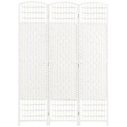 3-Panel Room Divider Screen 120x170 cm Folding Room Partition with Paper Rope and Wood Frame Decoration for Bedroom Living Room White