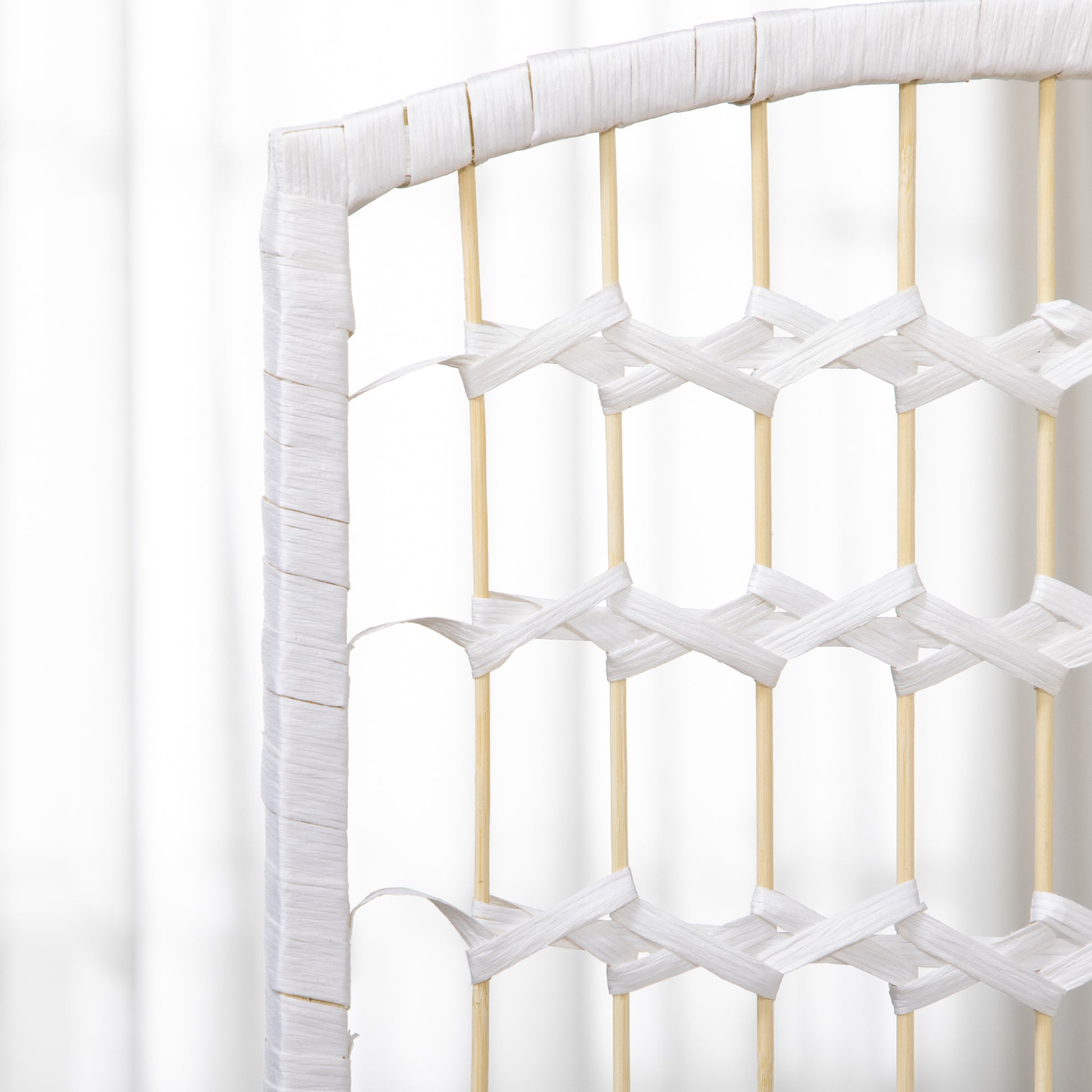 3-Panel Room Divider Screen 120x170 cm Folding Room Partition with Paper Rope and Wood Frame Decoration for Bedroom Living Room White