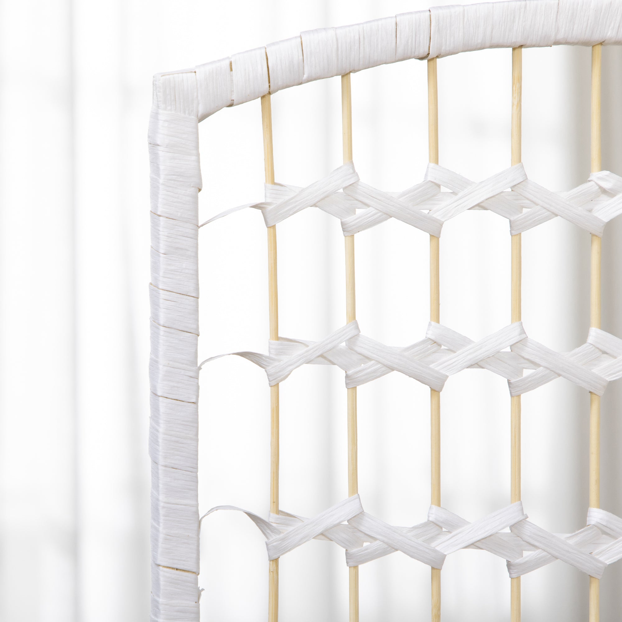 3-Panel Room Divider Screen 120x170 cm Folding Room Partition with Paper Rope and Wood Frame Decoration for Bedroom Living Room White