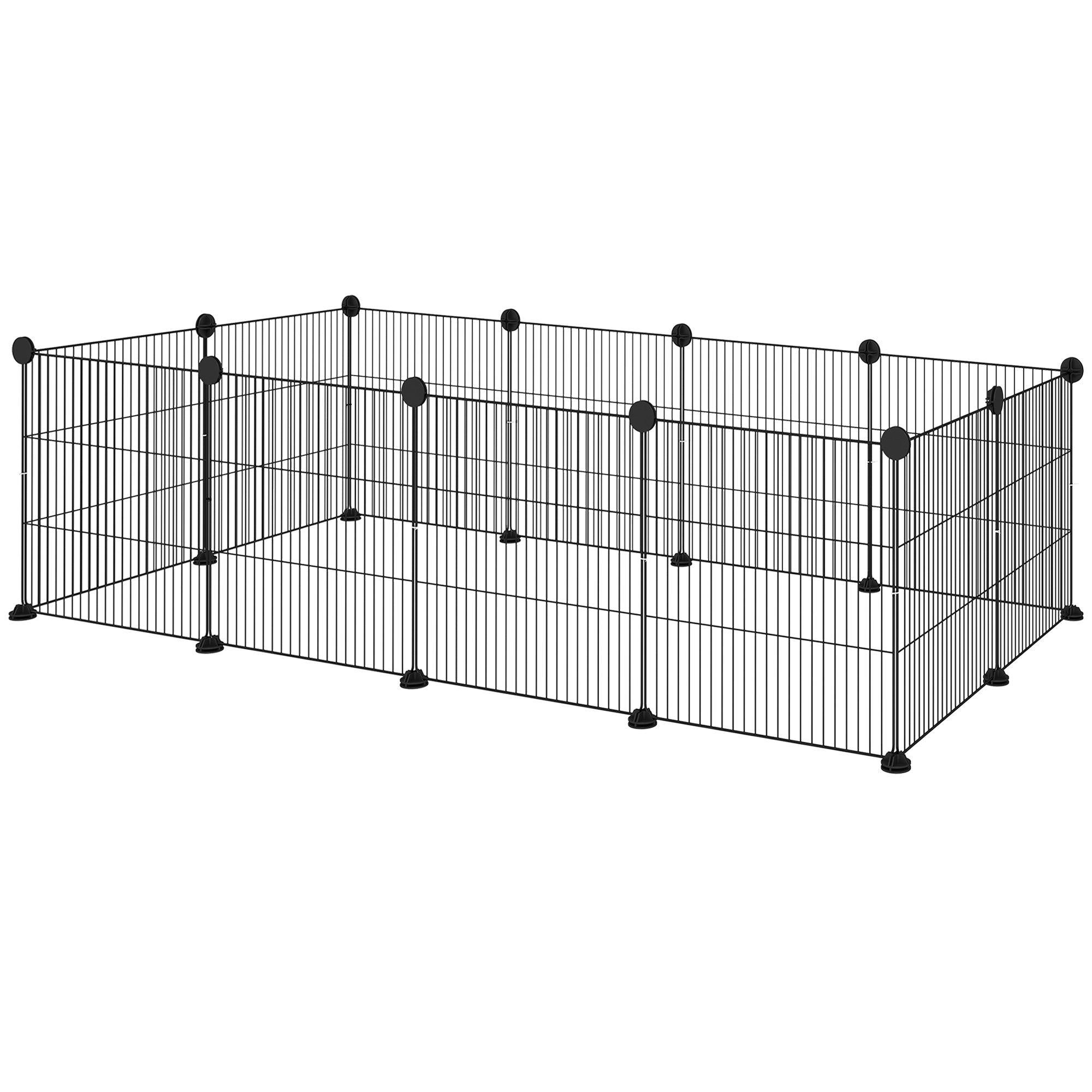 Metal Fence for Pets with 12 Panels Small Animal Metal Park Detachable DIY Design for Hedgehogs Rabbits 140x70x35 cm Black
