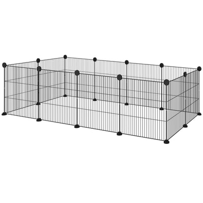 Metal Fence for Pets with 12 Panels Small Animal Metal Park Detachable DIY Design for Hedgehogs Rabbits 140x70x35 cm Black