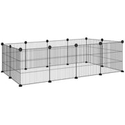 Metal Fence for Pets with 12 Panels Small Animal Metal Park Detachable DIY Design for Hedgehogs Rabbits 140x70x35 cm Black