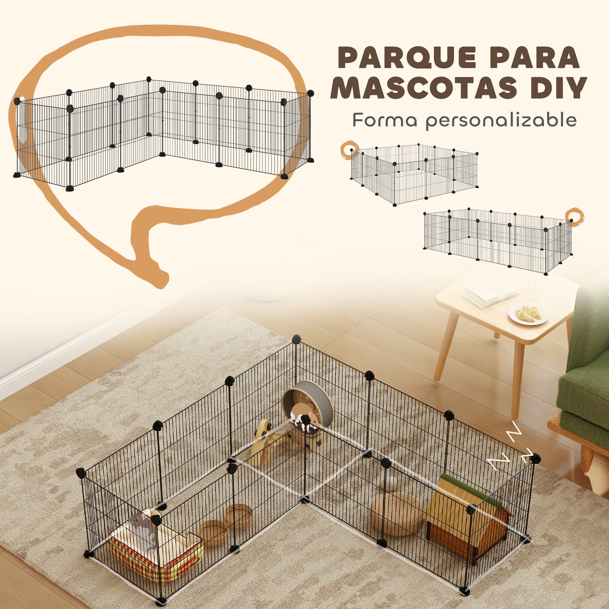 Metal Fence for Pets with 12 Panels Small Animal Metal Park Detachable DIY Design for Hedgehogs Rabbits 140x70x35 cm Black