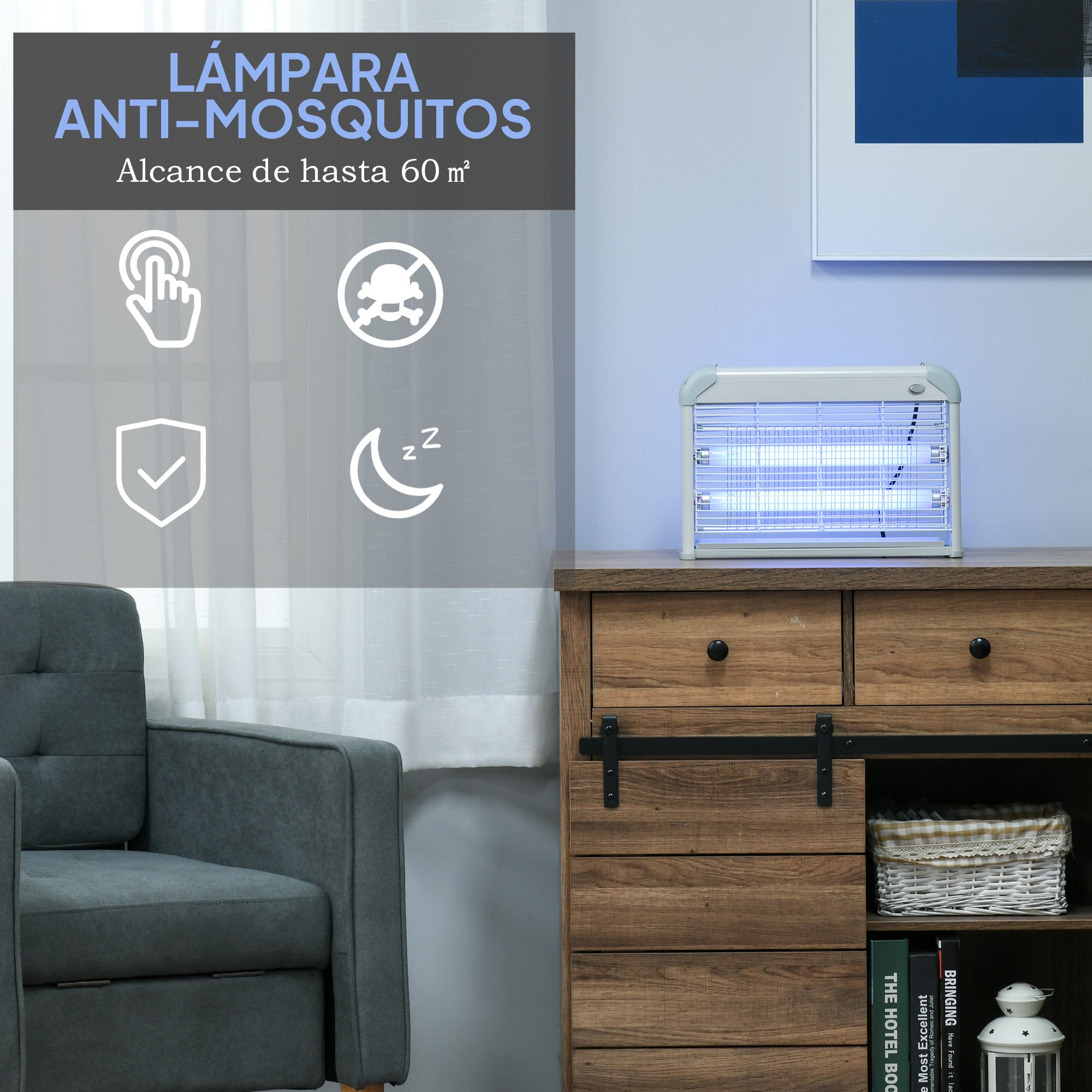 Anti-Mosquito Lamp Electric Fly Killer Insect Zapper 20W 60m² Area Safe and Effective with UV Light for Outdoor and Indoor Use