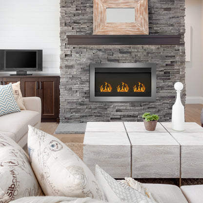 Wall-Mounted Bioethanol Fireplace with 3 Stainless Steel Burners 110 x 63 x 16cm