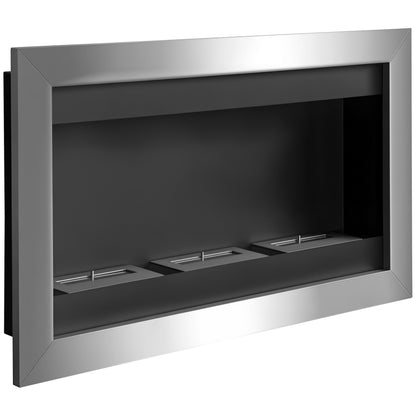 Wall-Mounted Bioethanol Fireplace with 3 Stainless Steel Burners 110 x 63 x 16cm