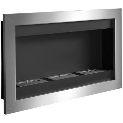 Wall-Mounted Bioethanol Fireplace with 3 Stainless Steel Burners 110 x 63 x 16cm
