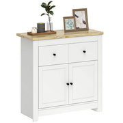 Sideboard Kitchen Cabinet with 2 Drawers, Soft-Close Double Door, Adjustable Shelf, Modern Storage Cabinet for Living Room, Bedroom 79 x 35 x 80 cm White
