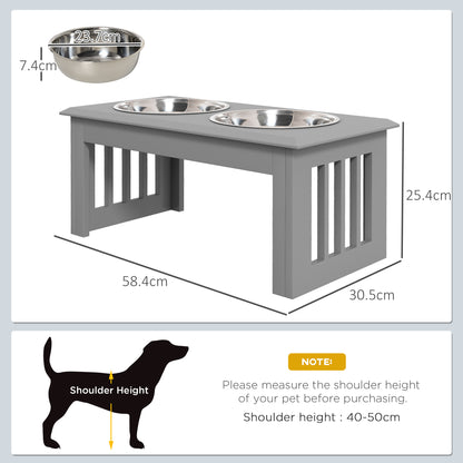 Elevated Dog Bowl Feeder with 2 Bowls Water Bowl 2 x 2000ml Stainless Steel Bowls Food Bowl Feeding Station Dog Bowls for Medium Dogs Cats Gray