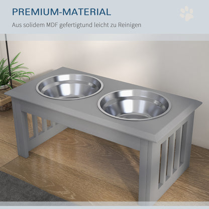 Elevated Dog Bowl Feeder with 2 Bowls Water Bowl 2 x 2000ml Stainless Steel Bowls Food Bowl Feeding Station Dog Bowls for Medium Dogs Cats Gray