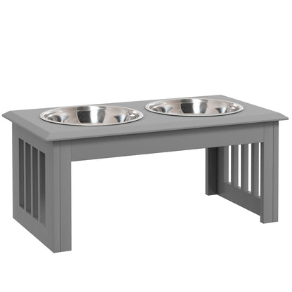 Elevated Dog Bowl Feeder with 2 Bowls Water Bowl 2 x 2000ml Stainless Steel Bowls Food Bowl Feeding Station Dog Bowls for Medium Dogs Cats Gray