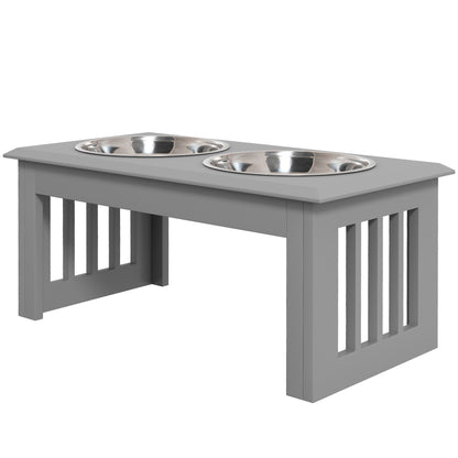 Elevated Dog Bowl Feeder with 2 Bowls Water Bowl 2 x 2000ml Stainless Steel Bowls Food Bowl Feeding Station Dog Bowls for Medium Dogs Cats Gray