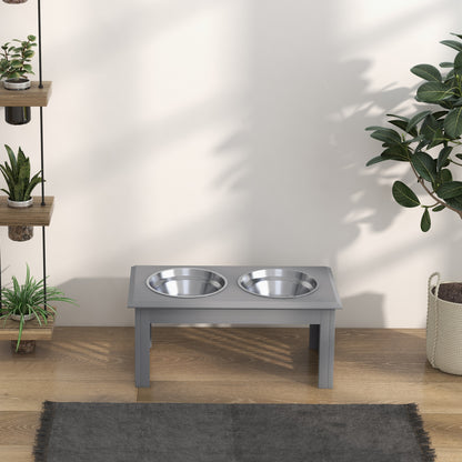 Elevated Dog Bowl Feeder with 2 Bowls Water Bowl 2 x 2000ml Stainless Steel Bowls Food Bowl Feeding Station Dog Bowls for Medium Dogs Cats Gray