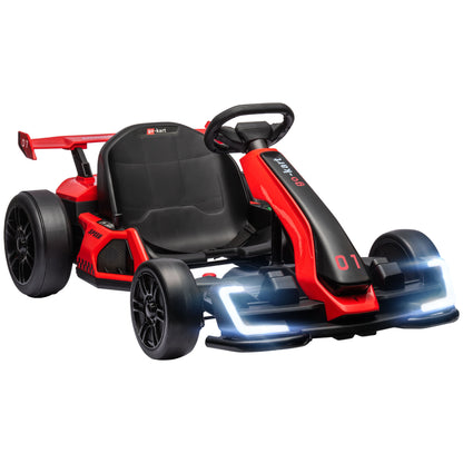 Kids Electric Go-Kart 24V 6-12km/h Drift Kart with Drift Mode, Slow Start, 3-Position Adjustable Seat, Go Kart with Music Display, Seatbelt Children's Vehicle for 6-12 Year-Olds Red