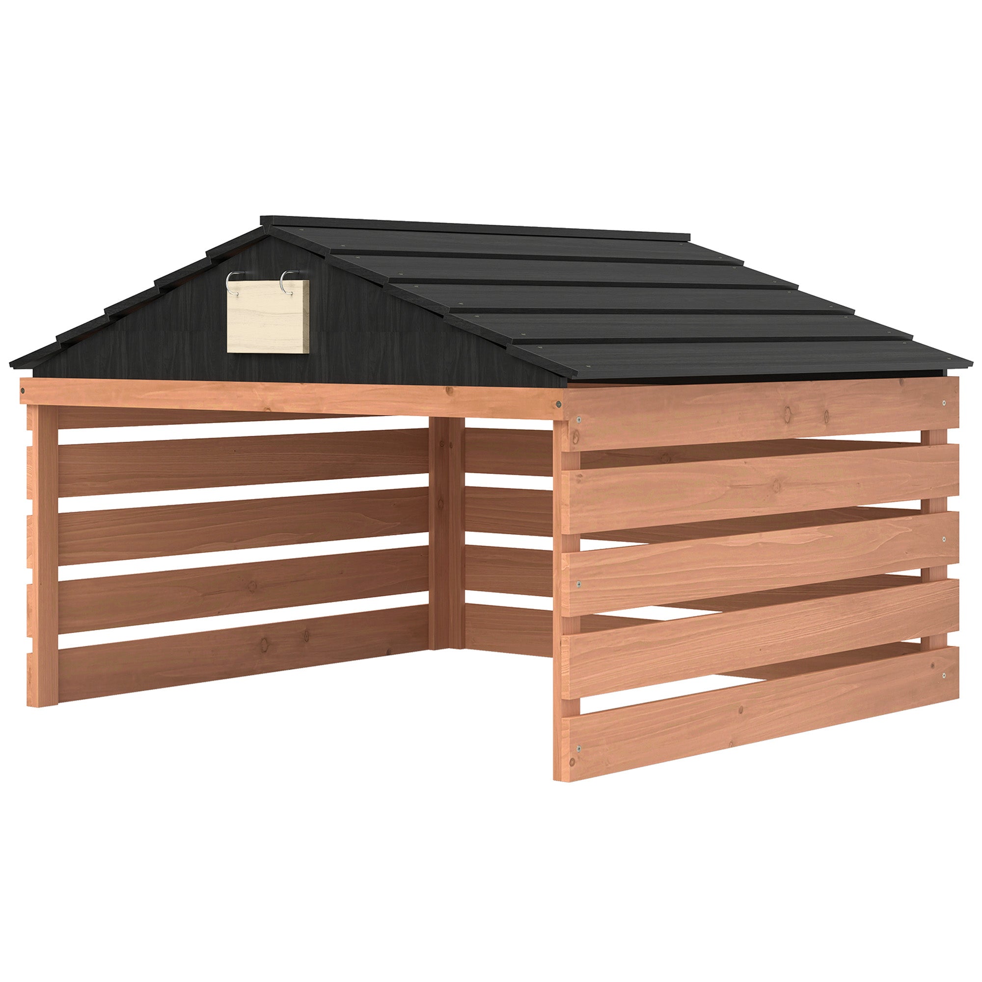 Wooden Robot Mower Garage with Gable Roof — Weatherproof Spruce Shelter for Robotic Lawn Mowers, 79 x 74 x 54 cm (31.1 x 29.1 x 21.3 in), Red-Brown