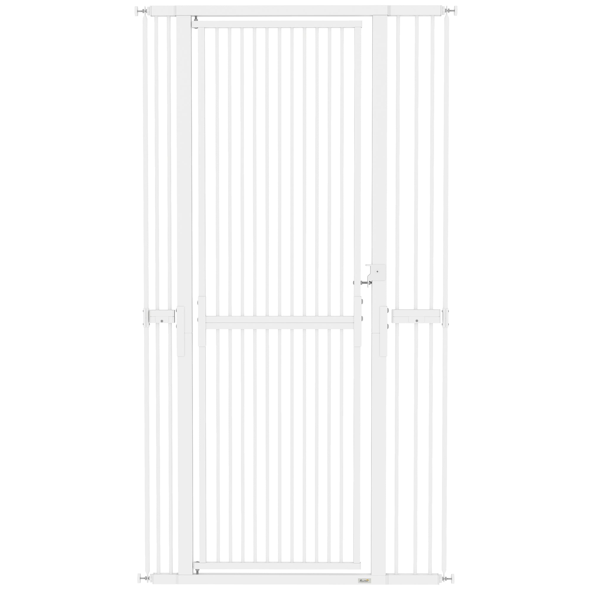 71 in Tall Pet Safety Gate — Adjustable 30–41 in Width, Extra-Narrow 1.4 in Spacing, Pressure or Screw Mount, Manual Lock, White