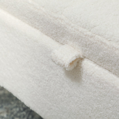 Upholstered Storage Bench with Teddy Velvet Look, Ottoman with Metal Legs, Chest Bench for Living Room Bedroom Entryway 114 x 47 x 46.5 cm, White