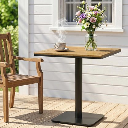 Square Balcony Table 70 x 70 cm (27.6 x 27.6 in) — 74 cm (29.1 in) High, Wood-Look WPC Top & Metal Frame, 30 kg (66 lb) Capacity — Natural Wood