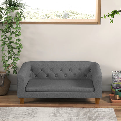 Dog and Cat Sofa, Elevated Couch for Small to Medium Dogs, with Soft Removable Cushion, Easy Installation, 96 x 60 x 42 cm, Gray
