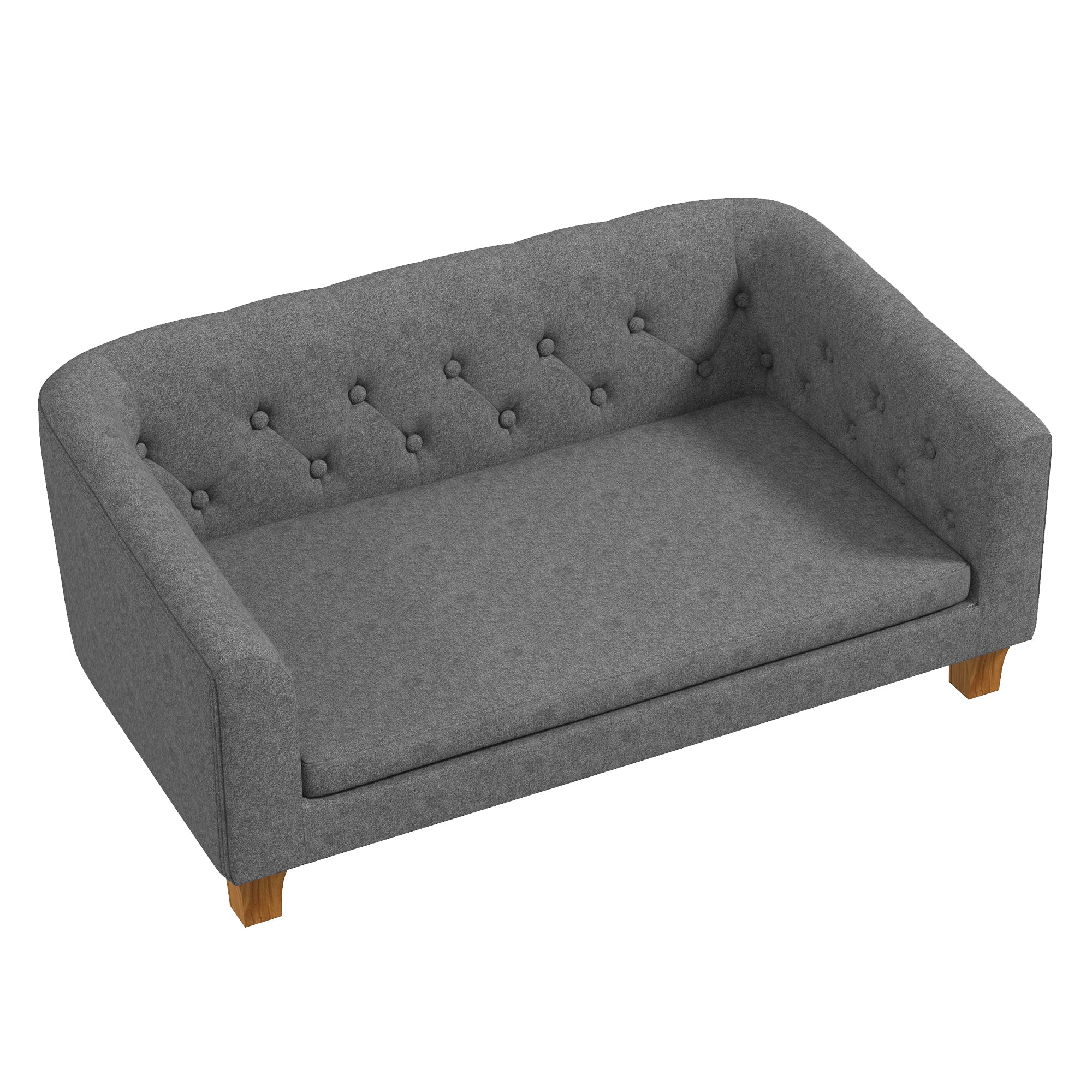 Dog and Cat Sofa, Elevated Couch for Small to Medium Dogs, with Soft Removable Cushion, Easy Installation, 96 x 60 x 42 cm, Gray