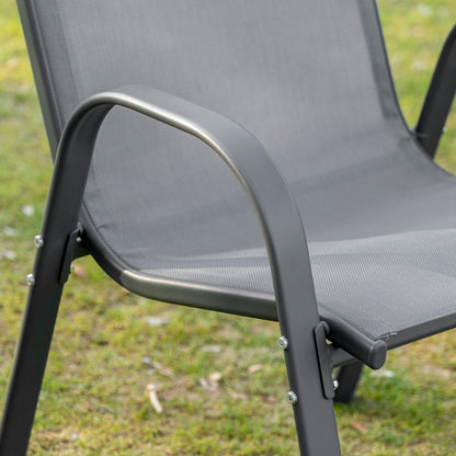 Garden Chair 2-Piece Set Weather-Resistant Stackable Garden Chairs with Armrest High Backrest Patio Chair Up to 120 kg Load Capacity Outdoor Furniture for Backyard, Garden, Balcony Gray