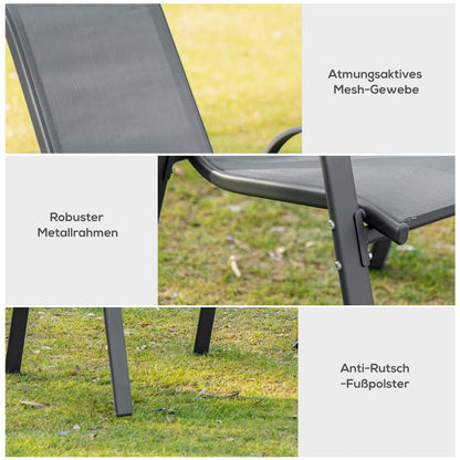 Garden Chair 2-Piece Set Weather-Resistant Stackable Garden Chairs with Armrest High Backrest Patio Chair Up to 120 kg Load Capacity Outdoor Furniture for Backyard, Garden, Balcony Gray