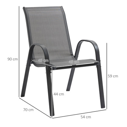 Garden Chair 2-Piece Set Weather-Resistant Stackable Garden Chairs with Armrest High Backrest Patio Chair Up to 120 kg Load Capacity Outdoor Furniture for Backyard, Garden, Balcony Gray