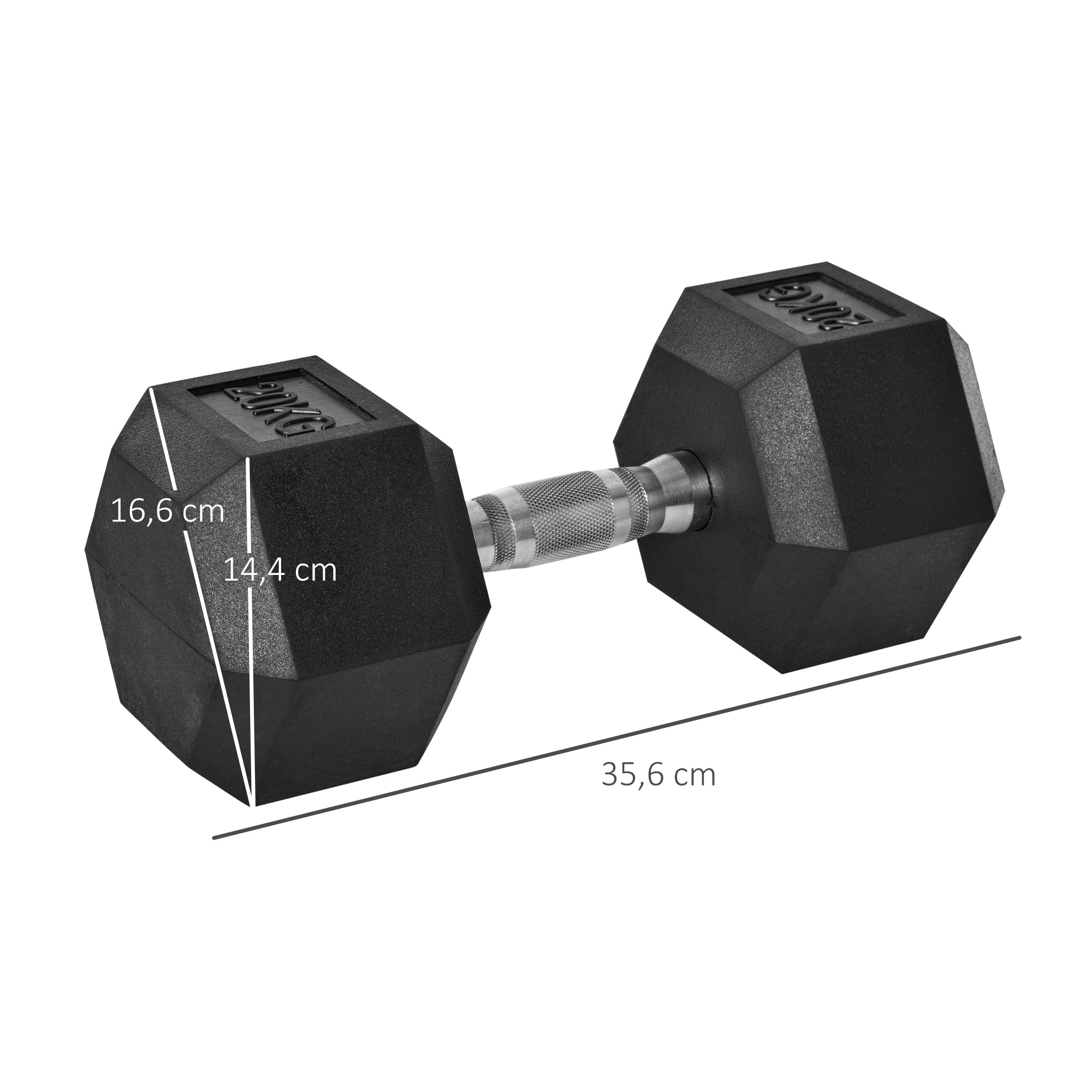Dumbbells with Knurled Grip, Cast Iron Dumbbell, 1 x 44 lbs, Dumbbells for Men and Women, Dumbbell for Home, Gym, Strength Training