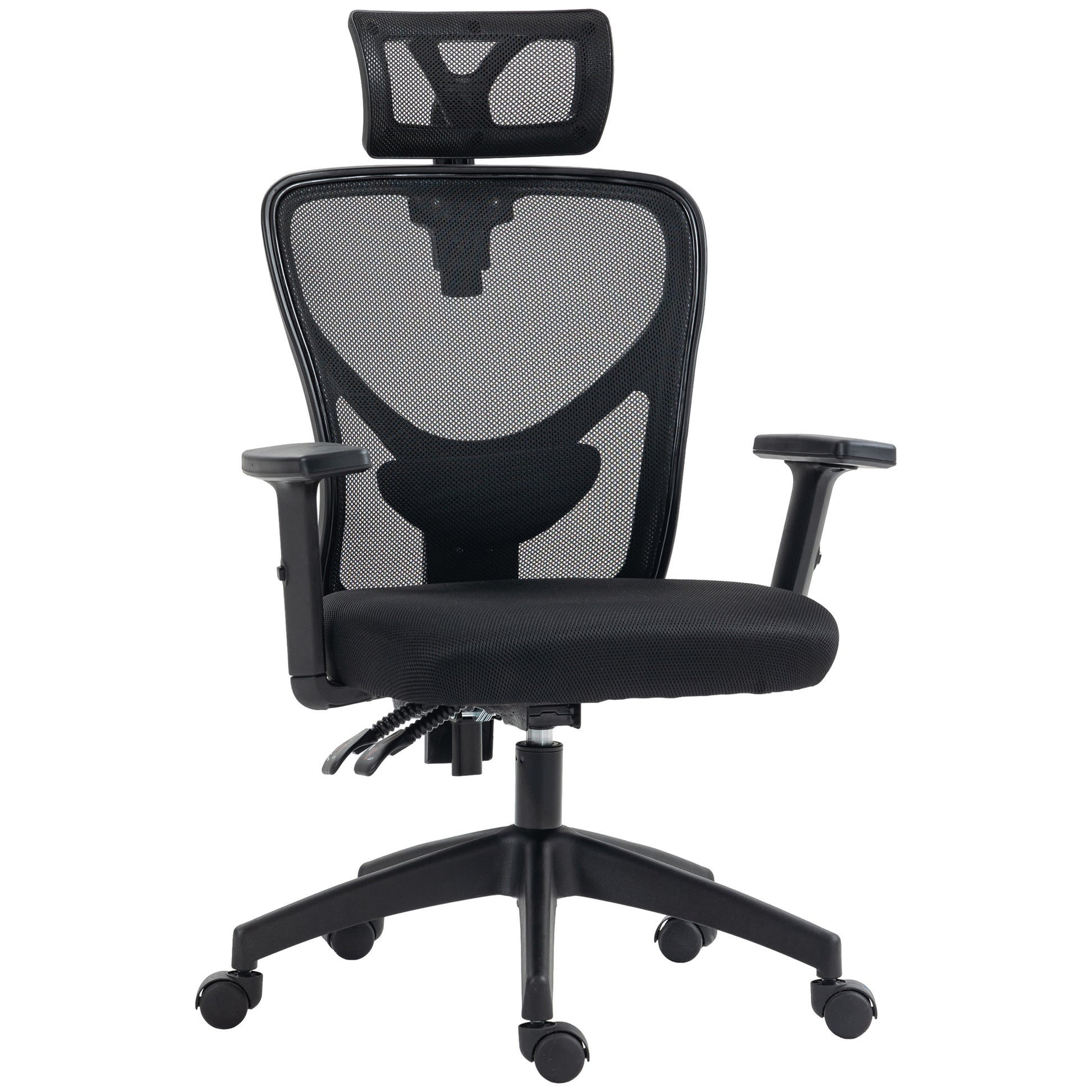 Office Chair, Office Chair, Adjustable Headrest and Armrests, Tiltable Ergonomic Backrest, Height Adjustable Seat, Swivel, Breathable Mesh Fabric, Black