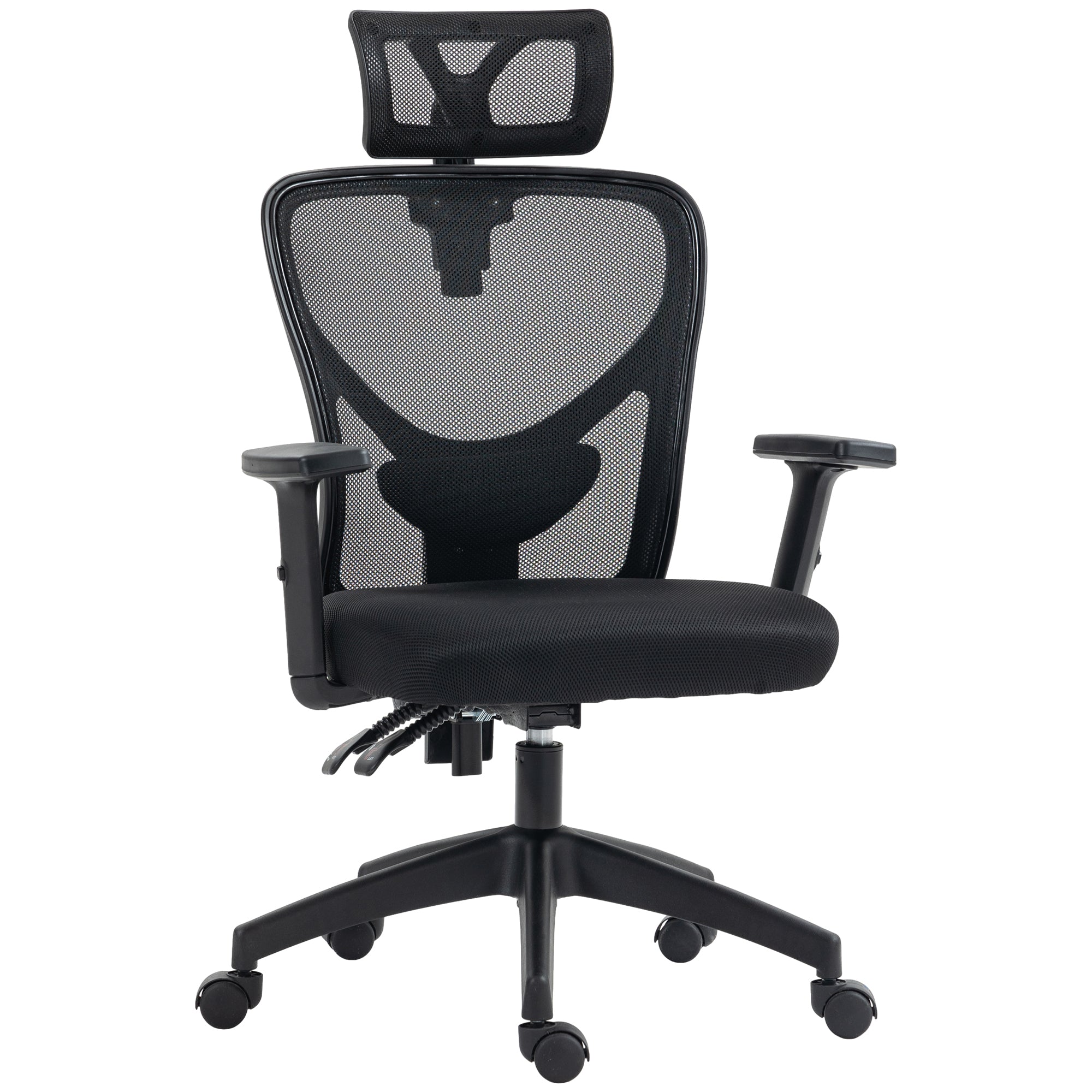Office Chair, Office Chair, Adjustable Headrest and Armrests, Tiltable Ergonomic Backrest, Height Adjustable Seat, Swivel, Breathable Mesh Fabric, Black