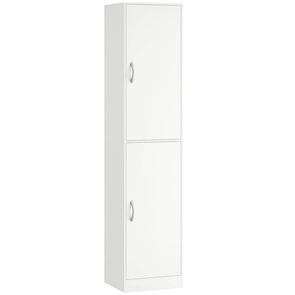 5-Tier Bookcase with 2 Doors, Adjustable Shelves | Modern Standing Shelf 40 x 35 x 180 cm (15.7 x 13.8 x 70.9 in), White