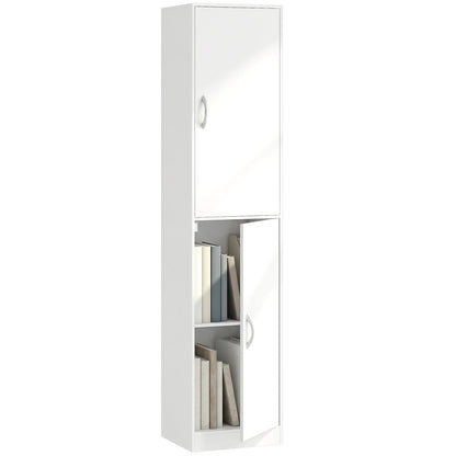 5-Tier Bookcase with 2 Doors, Adjustable Shelves | Modern Standing Shelf 40 x 35 x 180 cm (15.7 x 13.8 x 70.9 in), White