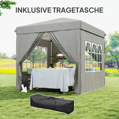 Pavilion 2.5x2.5m, Waterproof Sturdy Winterproof Pop-up Folding Pavilion, UV Protection 50+, Foldable Party Tent Garden Tent with 4 Side Panels Bag Garden Pavilion for Camping Garden, Light Grey