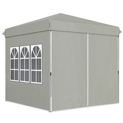 Pavilion 2.5x2.5m, Waterproof Sturdy Winterproof Pop-up Folding Pavilion, UV Protection 50+, Foldable Party Tent Garden Tent with 4 Side Panels Bag Garden Pavilion for Camping Garden, Light Grey