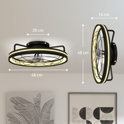 Ceiling Fan with Light, Remote Control, 19 in (48 cm), 40W LED Ceiling Light & Fan, 3 Color Temperatures, Timer, 6 Speeds, Dimmable, Quiet DC Motor, Black Shade