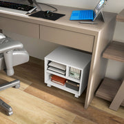 Printer Stand Storage Furniture Office Cabinet Organizer with 4 open compartments - dimensions 40L x 30W x 36H cm - in white wood