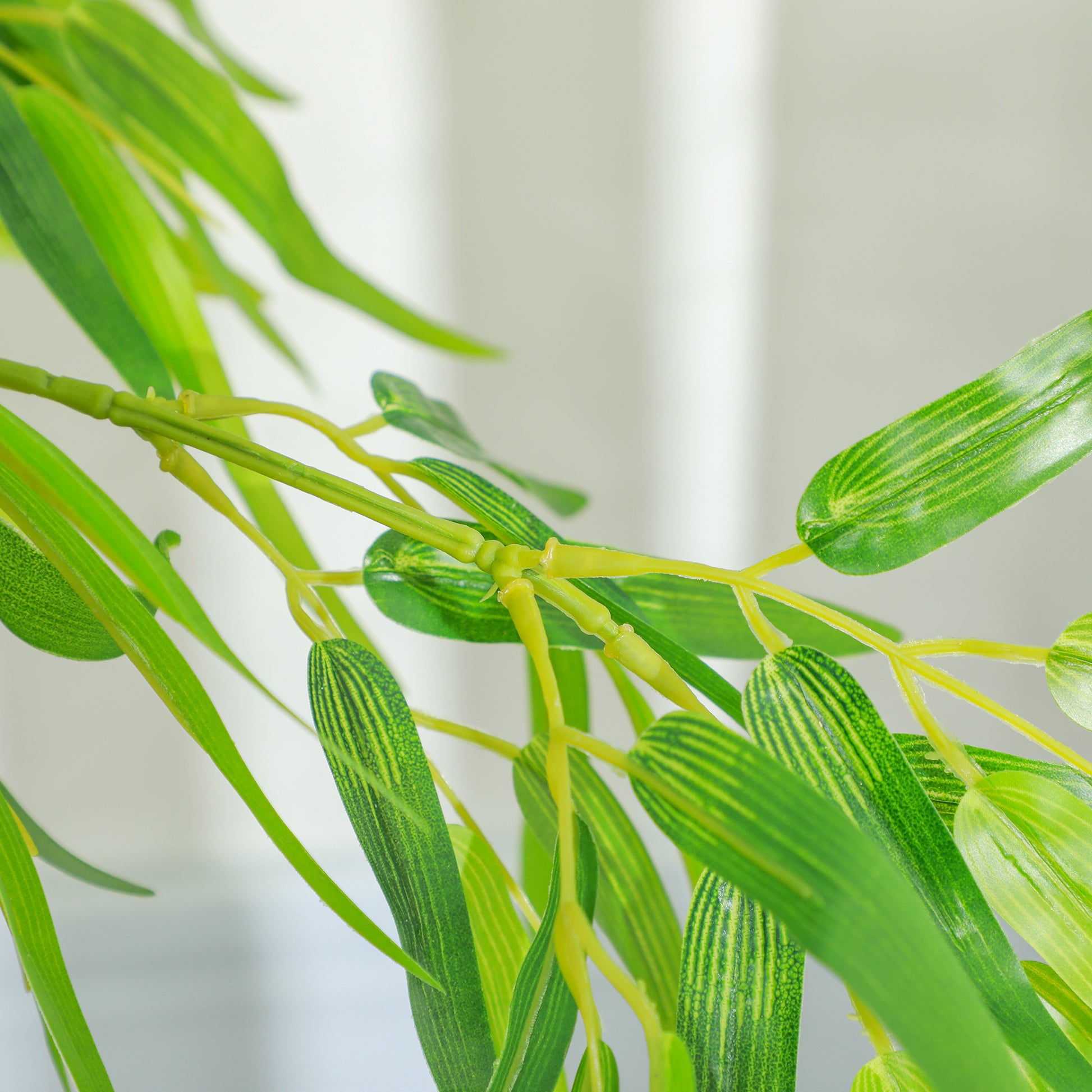 Set of 2 Artificial Bamboos Height 1.5 m 644 Realistic Dense Leaves Pot Included Black with Green Lichen