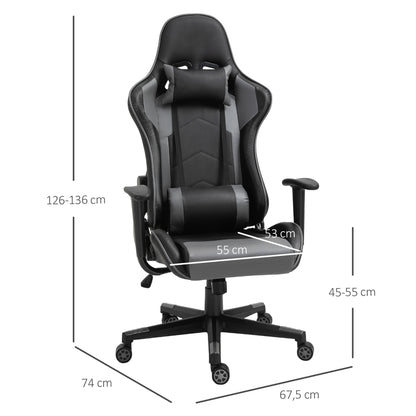 Ergonomic Office Chair, Gaming Chair, Swivel Chair, Faux Leather, Foam, Black, 67.5 x 74 x 126-136 cm