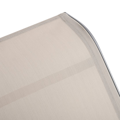 Set of 2 Garden Loungers with Tempered Glass Side Table Loungers with Backrest Armrests for Outdoor Patio Poolside Beige