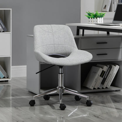 Office Chair, Desk Chair, Height Adjustable Swivel Chair, Computer Chair with Linen Look, PC Chair up to 110 kg Capacity, Metal, Light Grey, 49 x 56.5 x 73-82.5 cm