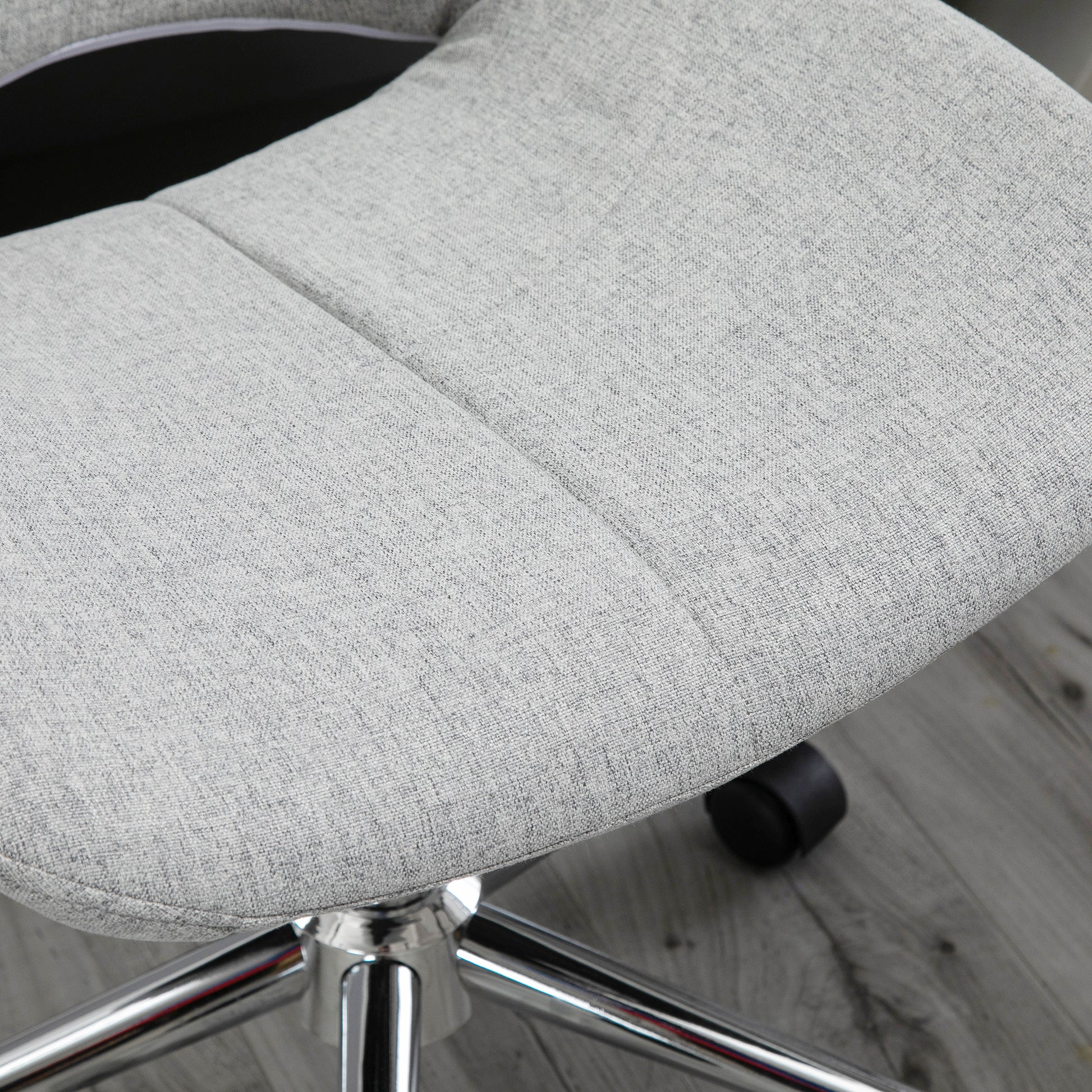 Office Chair, Desk Chair, Height Adjustable Swivel Chair, Computer Chair with Linen Look, PC Chair up to 110 kg Capacity, Metal, Light Grey, 49 x 56.5 x 73-82.5 cm