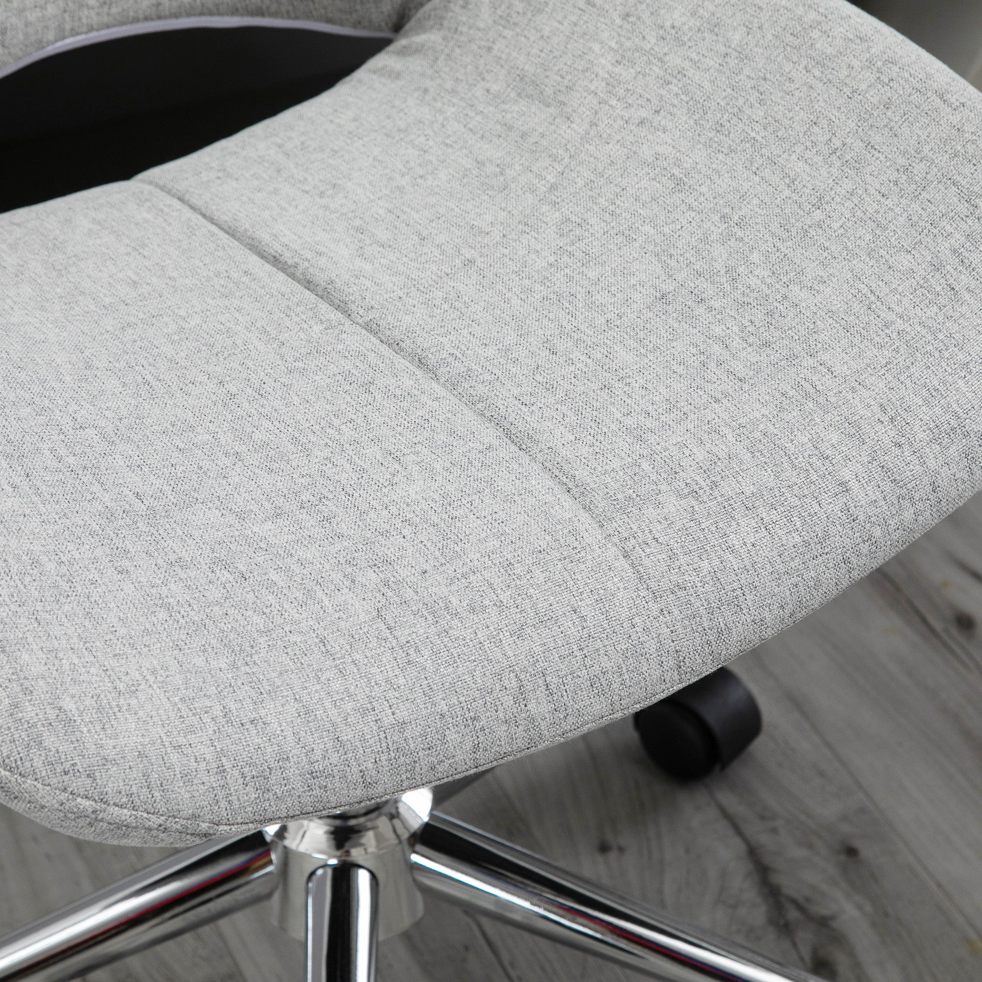 Office Chair, Desk Chair, Height Adjustable Swivel Chair, Computer Chair with Linen Look, PC Chair up to 110 kg Capacity, Metal, Light Grey, 49 x 56.5 x 73-82.5 cm