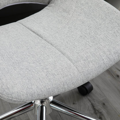 Office Chair, Desk Chair, Height Adjustable Swivel Chair, Computer Chair with Linen Look, PC Chair up to 110 kg Capacity, Metal, Light Grey, 49 x 56.5 x 73-82.5 cm