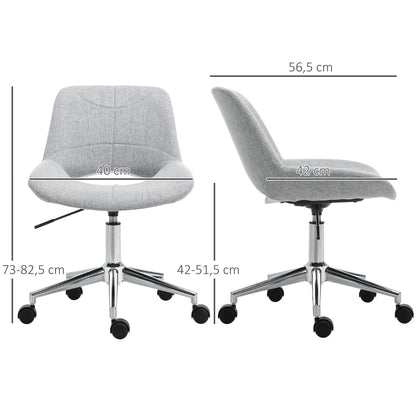 Office Chair, Desk Chair, Height Adjustable Swivel Chair, Computer Chair with Linen Look, PC Chair up to 110 kg Capacity, Metal, Light Grey, 49 x 56.5 x 73-82.5 cm