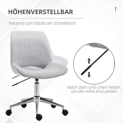 Office Chair, Desk Chair, Height Adjustable Swivel Chair, Computer Chair with Linen Look, PC Chair up to 110 kg Capacity, Metal, Light Grey, 49 x 56.5 x 73-82.5 cm